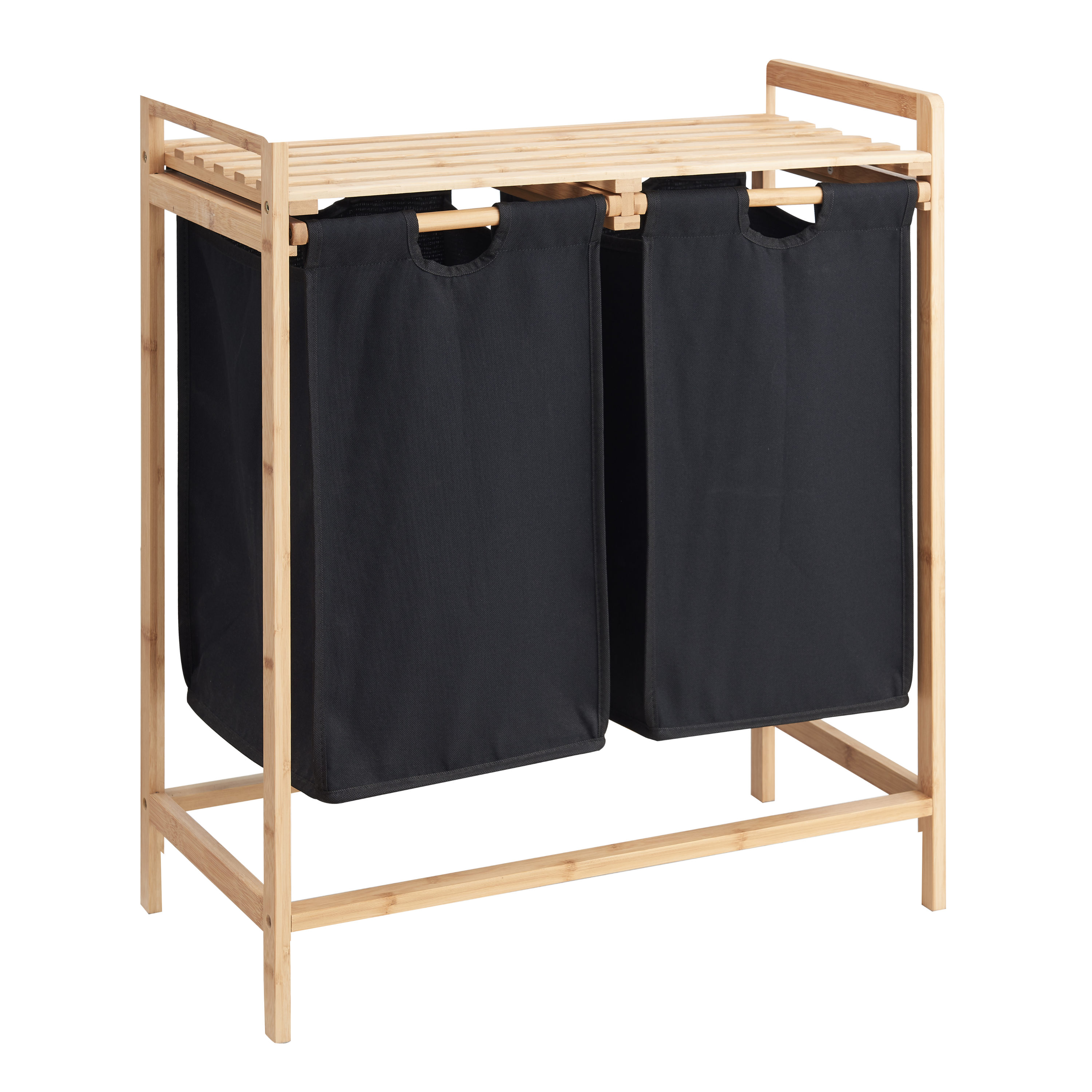LAATOOREE Wäschekorb Mit 2 Fächern & Regal – 2 X 48 Liter, Abnehmbare Säcke, Zweifarbig