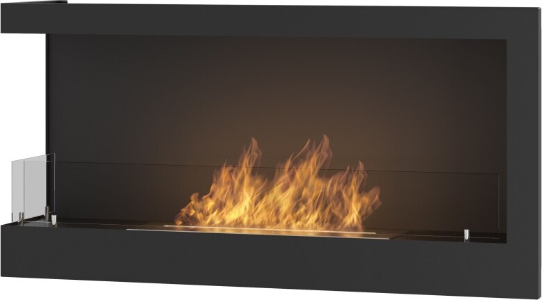 Rohový 900 ľavý vstavaný krb na bioetanol SimpleFire so sklom