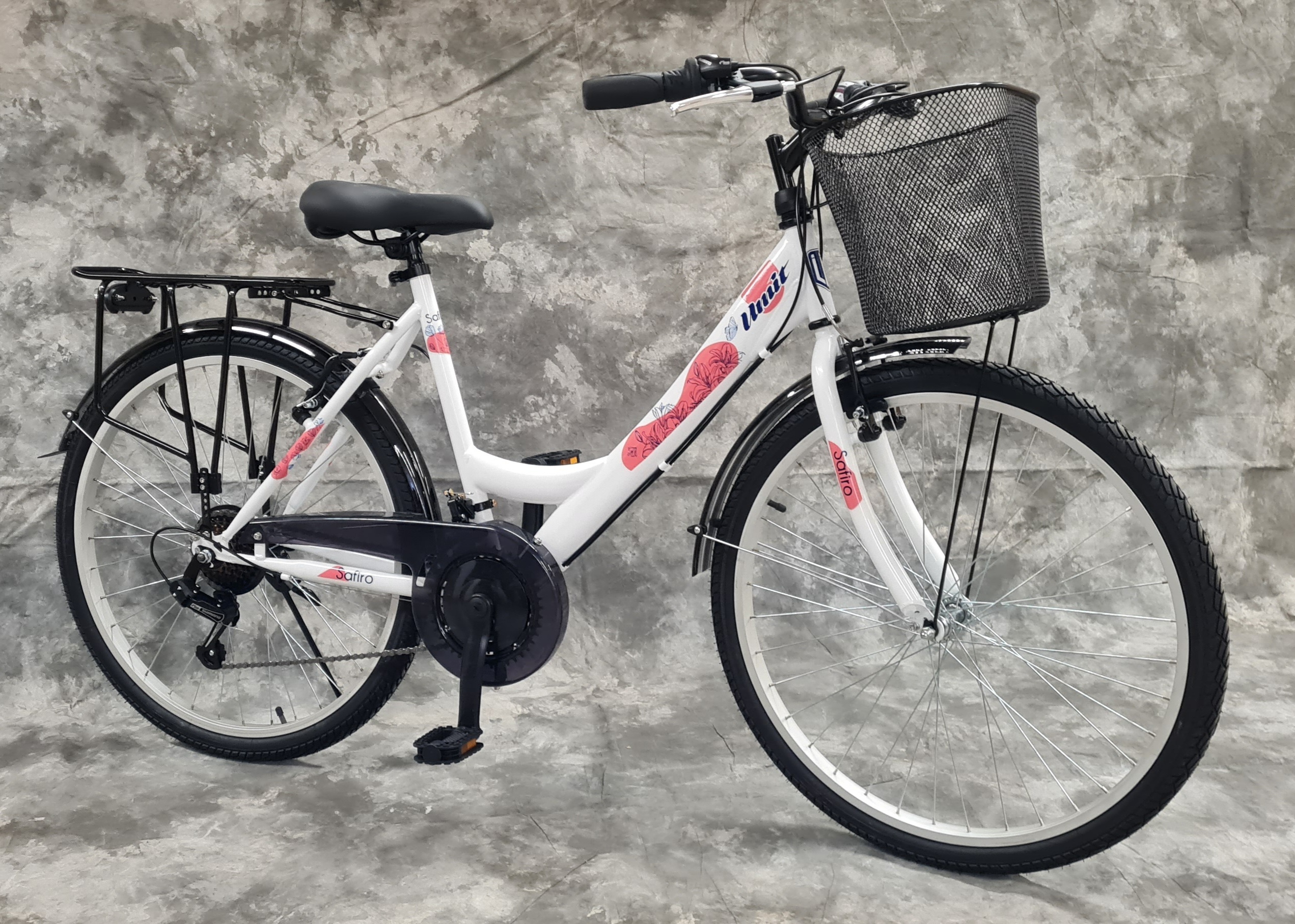 26 Zoll Damencityrad SAFIRO VON UMIT 21-Gang Shimano Kettenschaltung, Gepäckträger, Licht und Korb NEU 2608-Weiß AB 155 CM KÖRPERGRÖSSE 2608 weiß