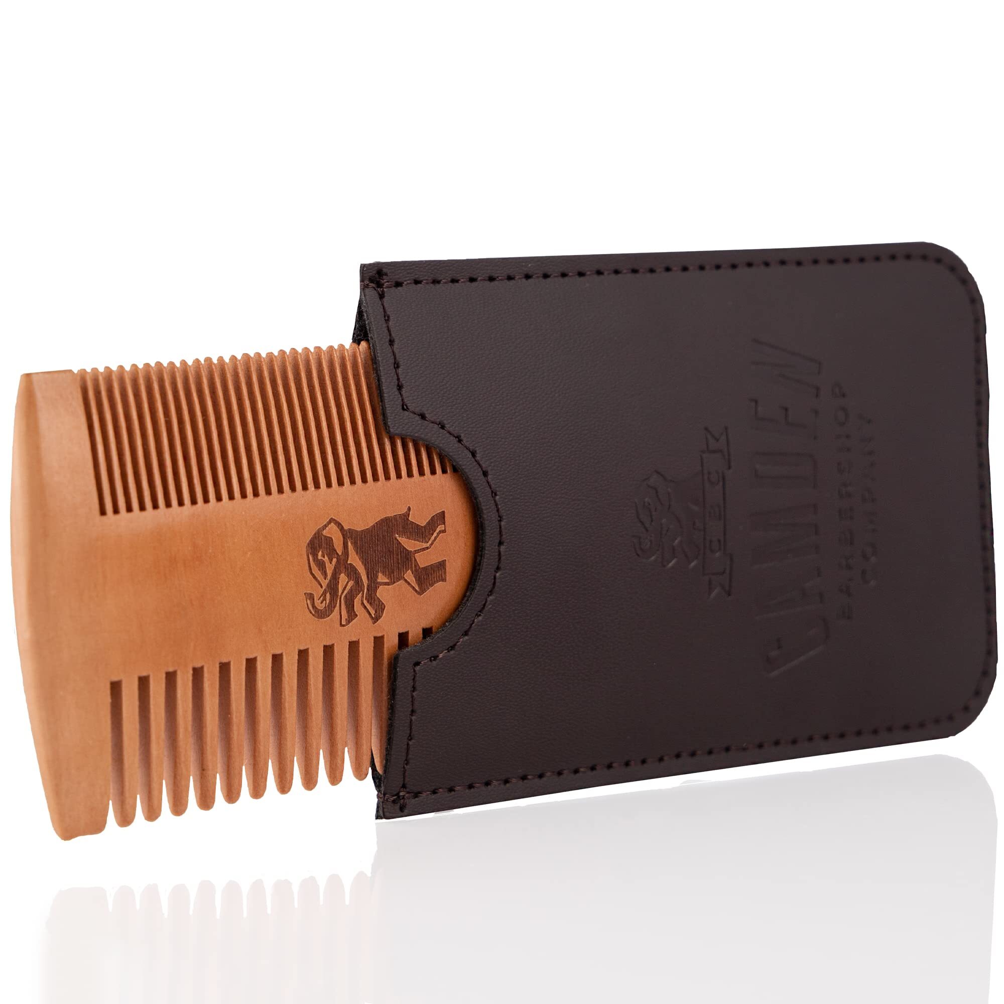 Ultralight Bartkamm von Camden Barbershop Company Birnbaumholz inkl. Etui fr die tgliche Bartpflege & das Auftragen von Bartl/Beard Balm CAMIN105MRNAOSP