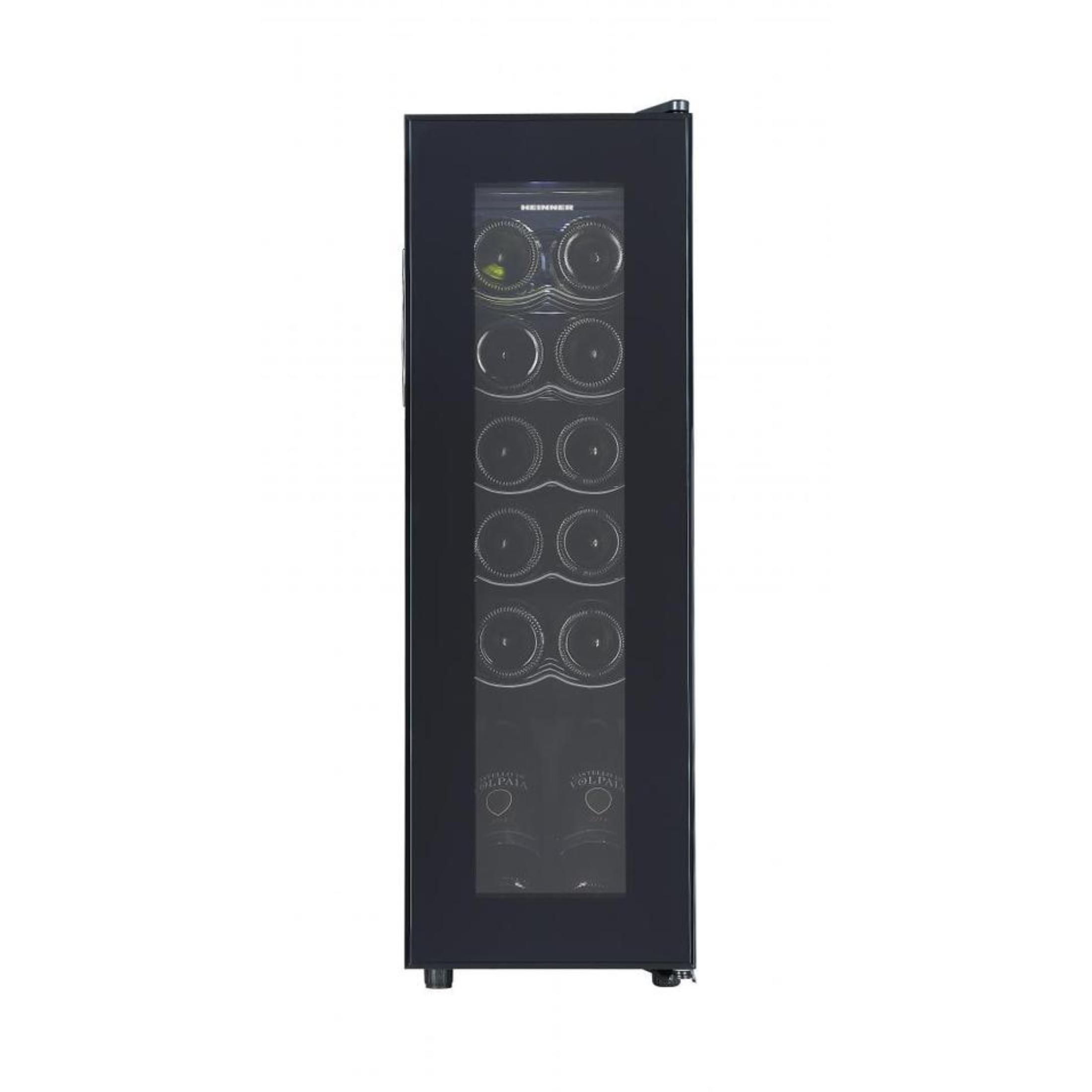 Heinner HRV-A45DRM12 Weinkühlschrank 45L, 12 Flaschen, LED-Display, 5 Ablage, Schwarz
