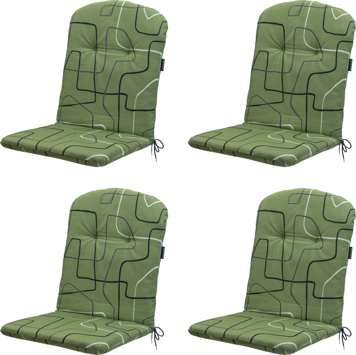 Madison - Schalensitzkissen mit hoher Rückenlehne, Joah, Salbei - Ca. 96x45 cm - 4er-Set KUIHC450-4