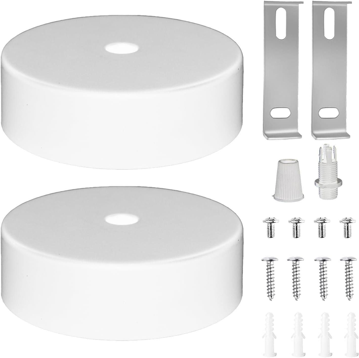 BundiGlassware 2 Stück Baldachin Metall Weiß 80 x 25 mm Baldachin Lampe Weiß | Deckenbaldachin Baldachin Lampe Klemmnippel aus Metall Baldachin Rosette für Lampen Geeignet BGHYF260806BXP019