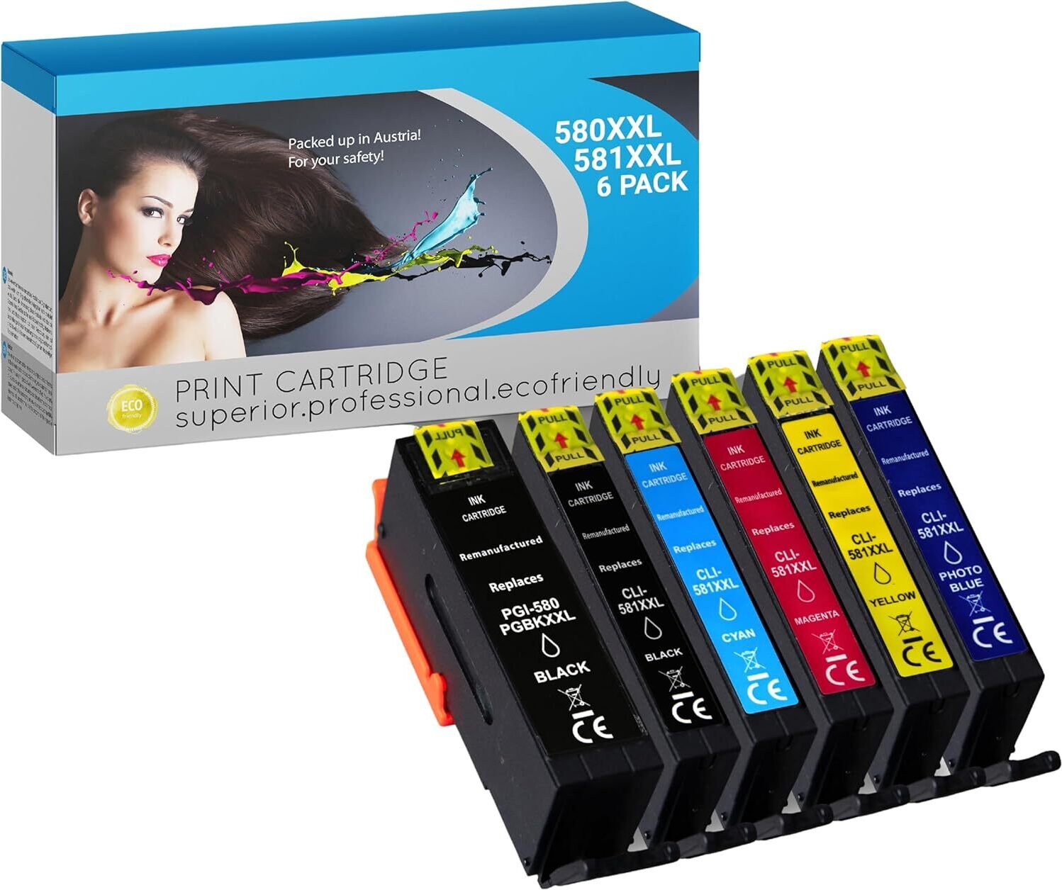 IPA Printservice Druckerpatronen (6er Pack) – Canon Pixma TS6350, 580 581 1x Druckerpatronen (6er Pack)