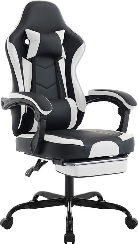 WOHNSTIL Ergonomischer Gaming Stuhl mit Fußstütze, Computerstuhl mit Lendenwirbelstütze, Höhenverstellbar