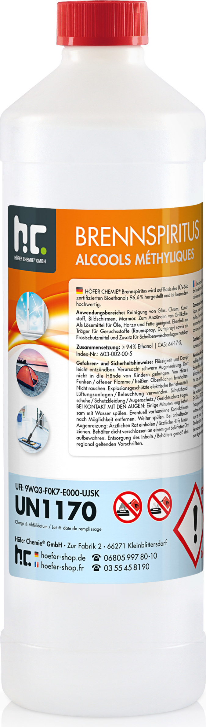 Höfer Chemie 1 L Brennspiritus 94%