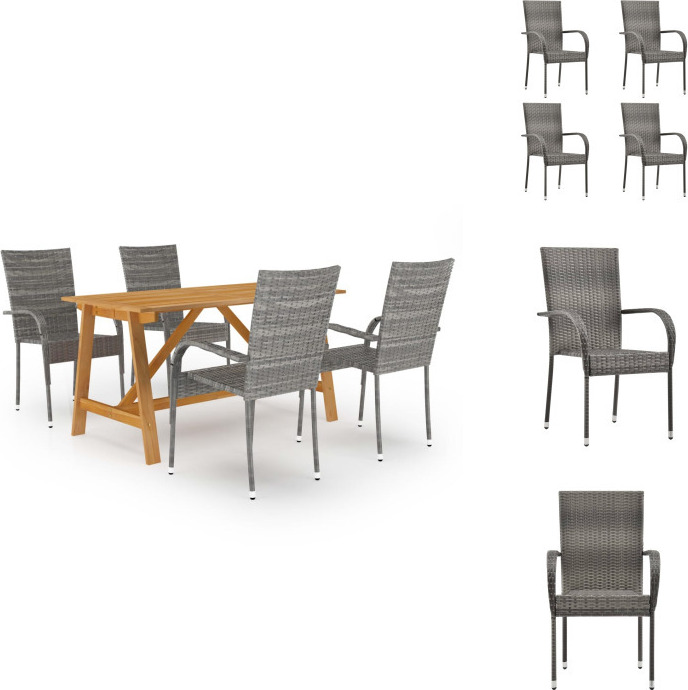 vidaXL 5-dielny záhradný jedálenský set sivý - Záhradné nábytkové zostavy