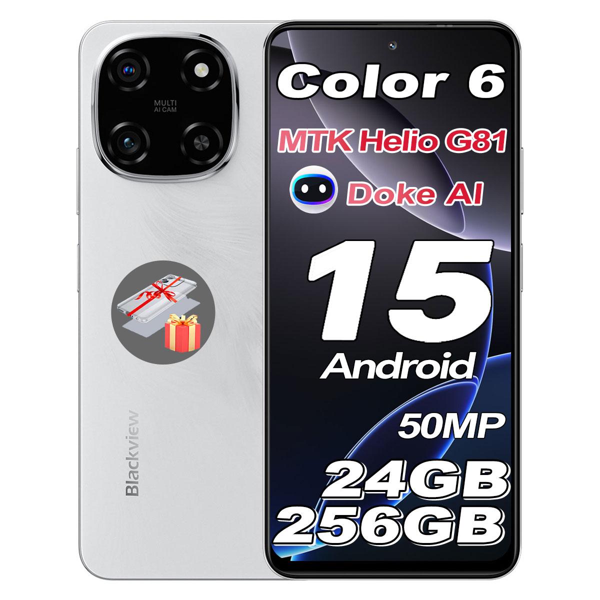 Blackview Color 6 mobilný telefón 24GB+256GB/2TBTF,MTK G81/6,67"/Super PD 50MP, Android 15 smartphone bez zmluvy, 5000mAh,18W,Dual SIM,Fingerprint, Face ID