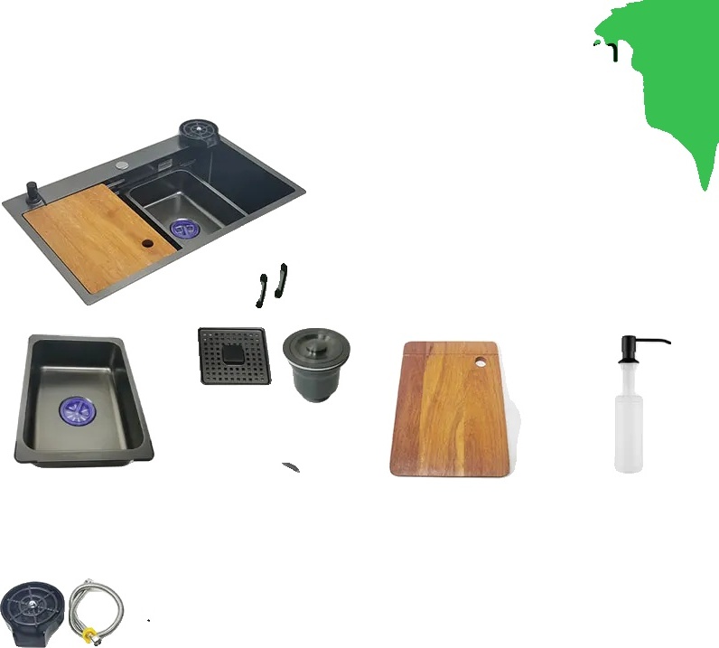 Nano Küchenspüle, Edelstahl, mehrere Größenoptionen, 75x46cm A