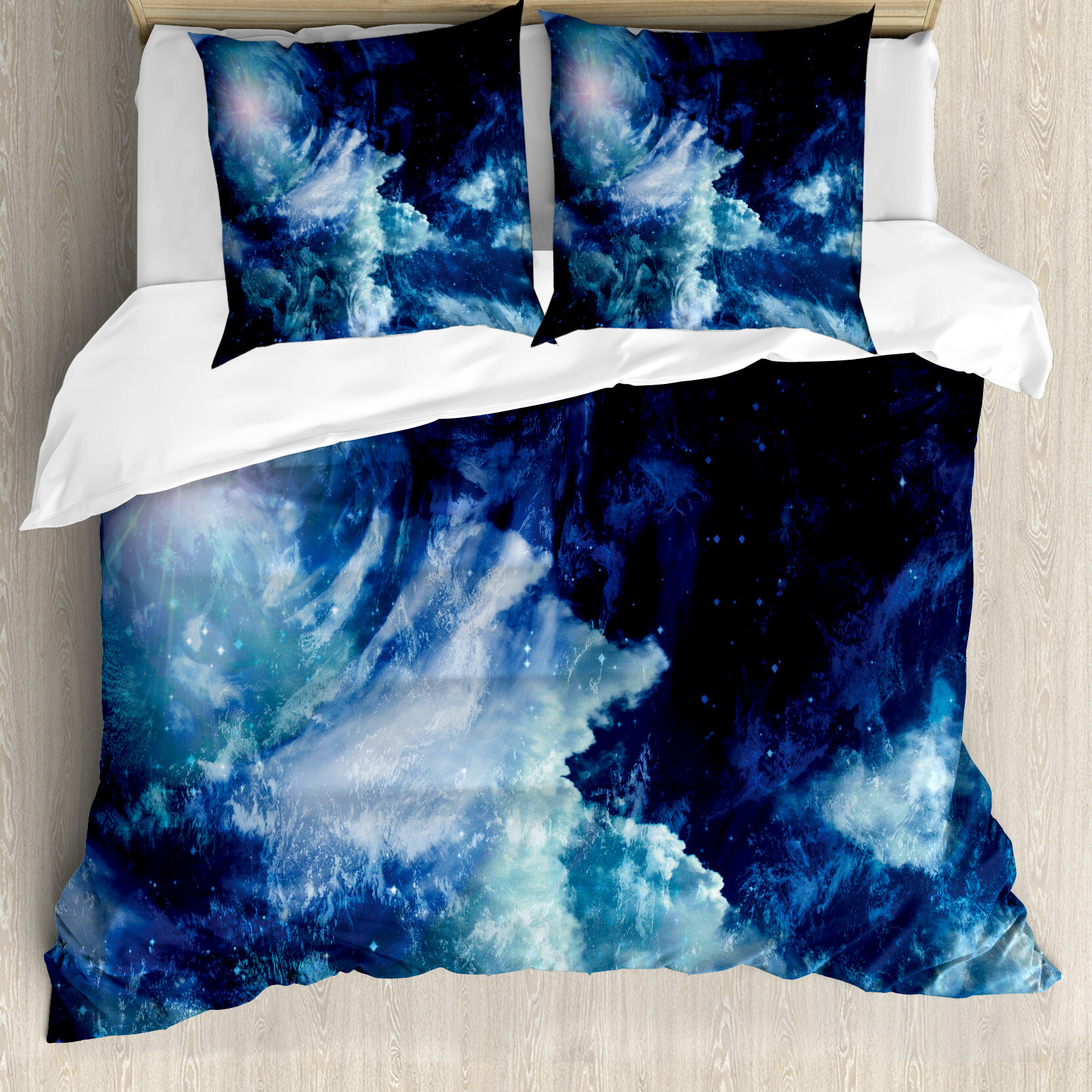KOZMOS TEKSTL VE GER DÖNÜÜM SANAY TCARET LMTED RKET ABAKUHAUS Weltraum Bettbezugs Set Für Doppelbetten, Universum Spiralgalaxie, Milbensicher Allergiker geeignet mit Kissenbezügen, Mehrfarbig nevde_25371_155x220_de