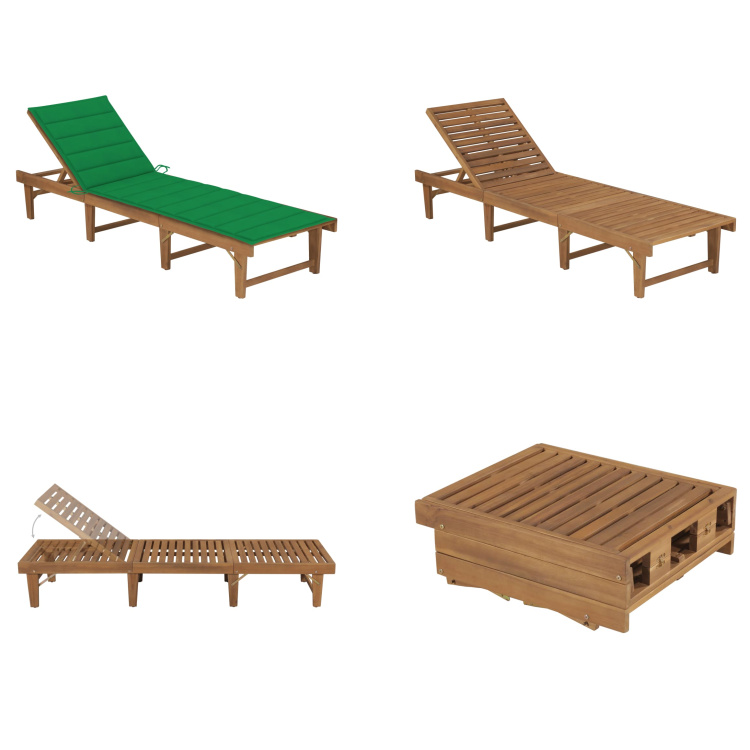 vidaXL Skladacie lehátko s vankúšom z agátového masívu - Lehátko - Lehátka - Drevené ležadlo - Drevené ležadlá