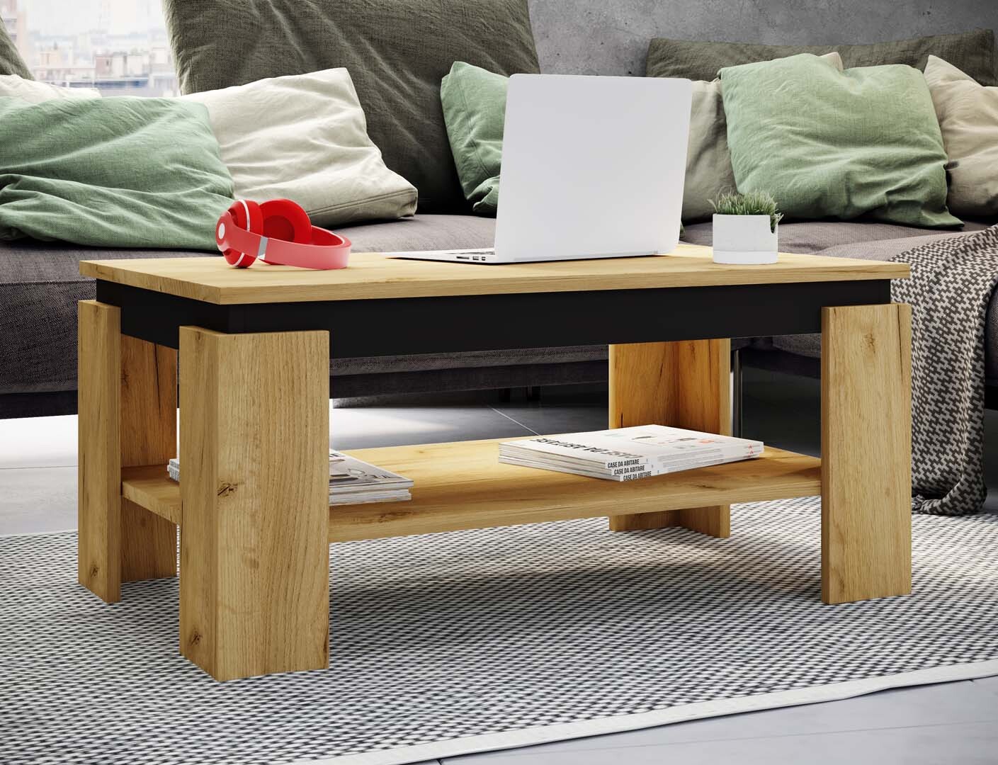 VCM Holz Beistelltisch | Couchtisch schlicht | Maße ca. H. 41 x B. 90 x T. 53cm | Wohnzimmertisch | Sofatisch - Rolas 56-918841
