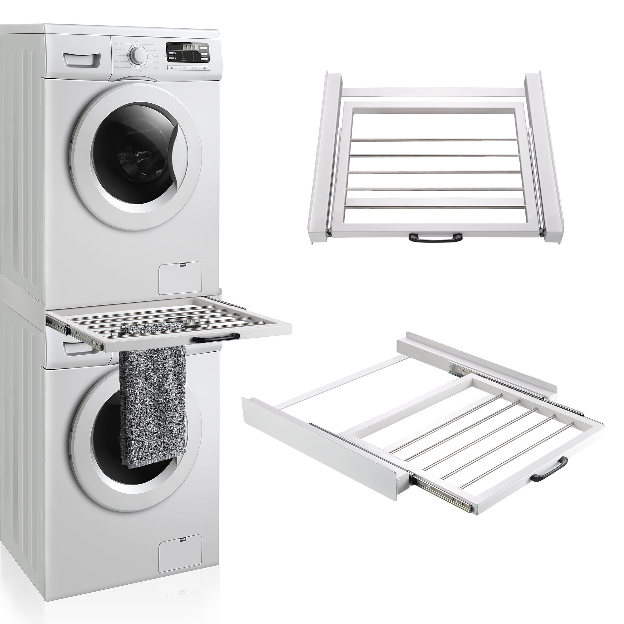 vidaXL Zwischenbausatz Rahmen für Trockner auf Waschmaschine mit Ausziehlade 