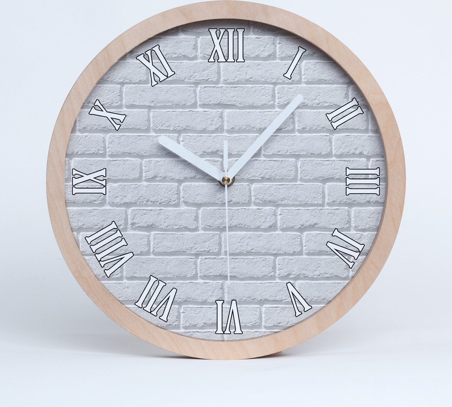 tulup Holzuhr 20fi cm wanduhr - weiße Spitzen - Ziegelwand zdo-20-b-84571096