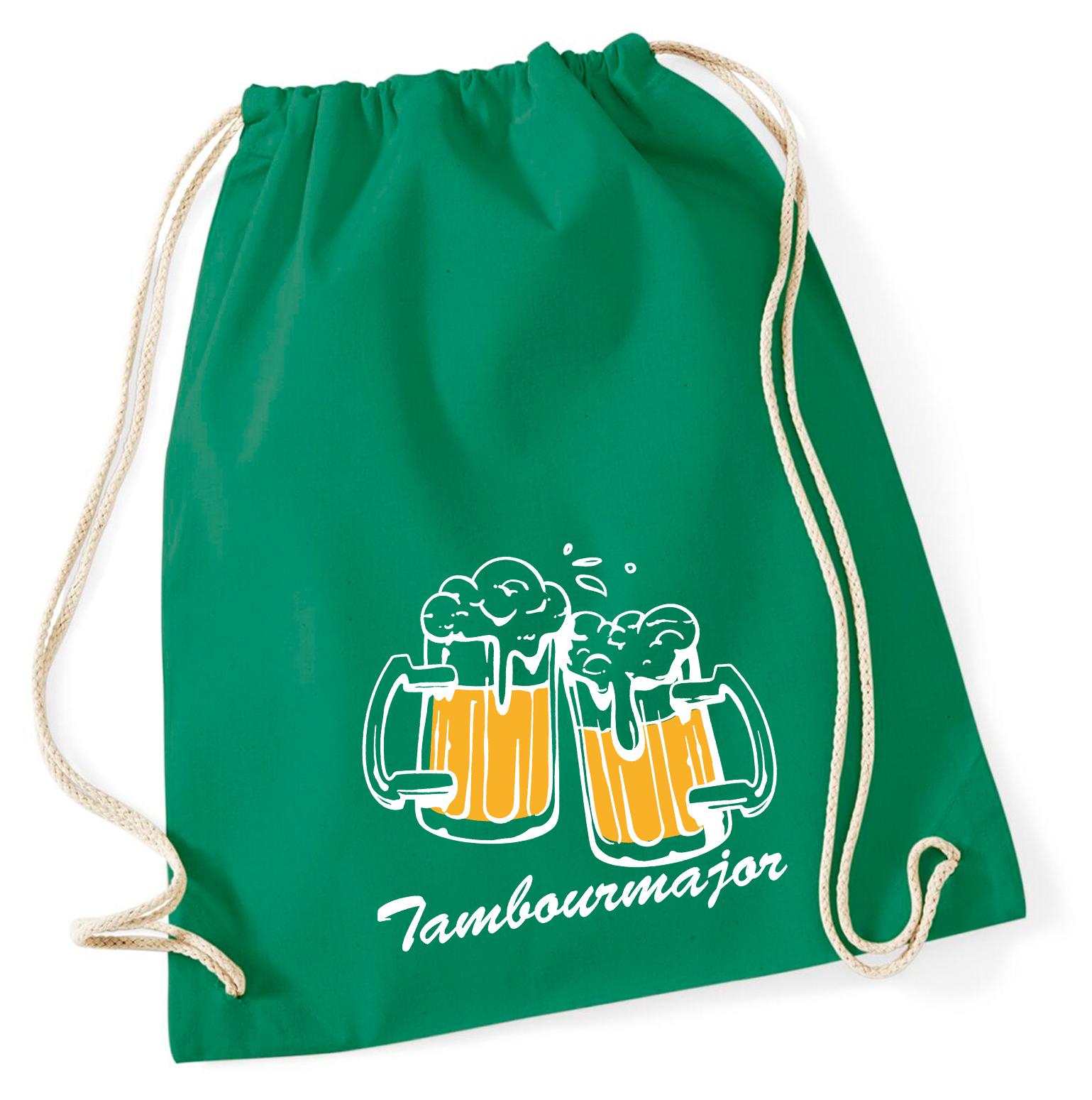 Hellweg Druckerei Huuraa Turnbeutel Tambourmajor Spielmannszug 12 Liter Kelly Green Baumwolle Rucksack Geschenkidee 6381TB-KGRE