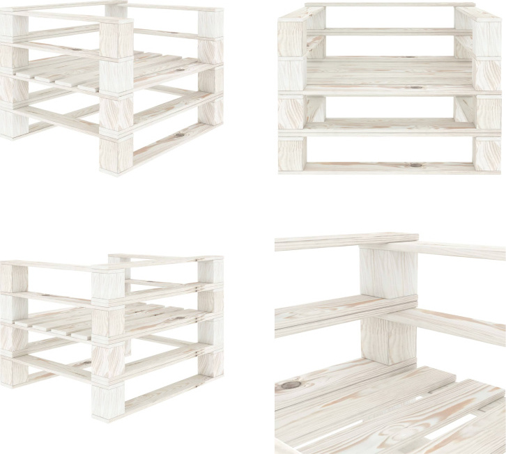 vidaXL Outdoor Sessel Paletten Holz Weiß - Palettensessel - Sessel Aus Paletten - Palettensessel Aus Holz - Sessel Aus Holzpaletten HL49332