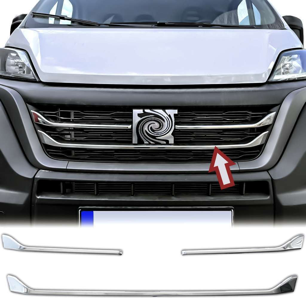 Kühlergrill Leisten Grillleisten für Peugeot Partner 2003-09 Edelstahl Chrom 2x