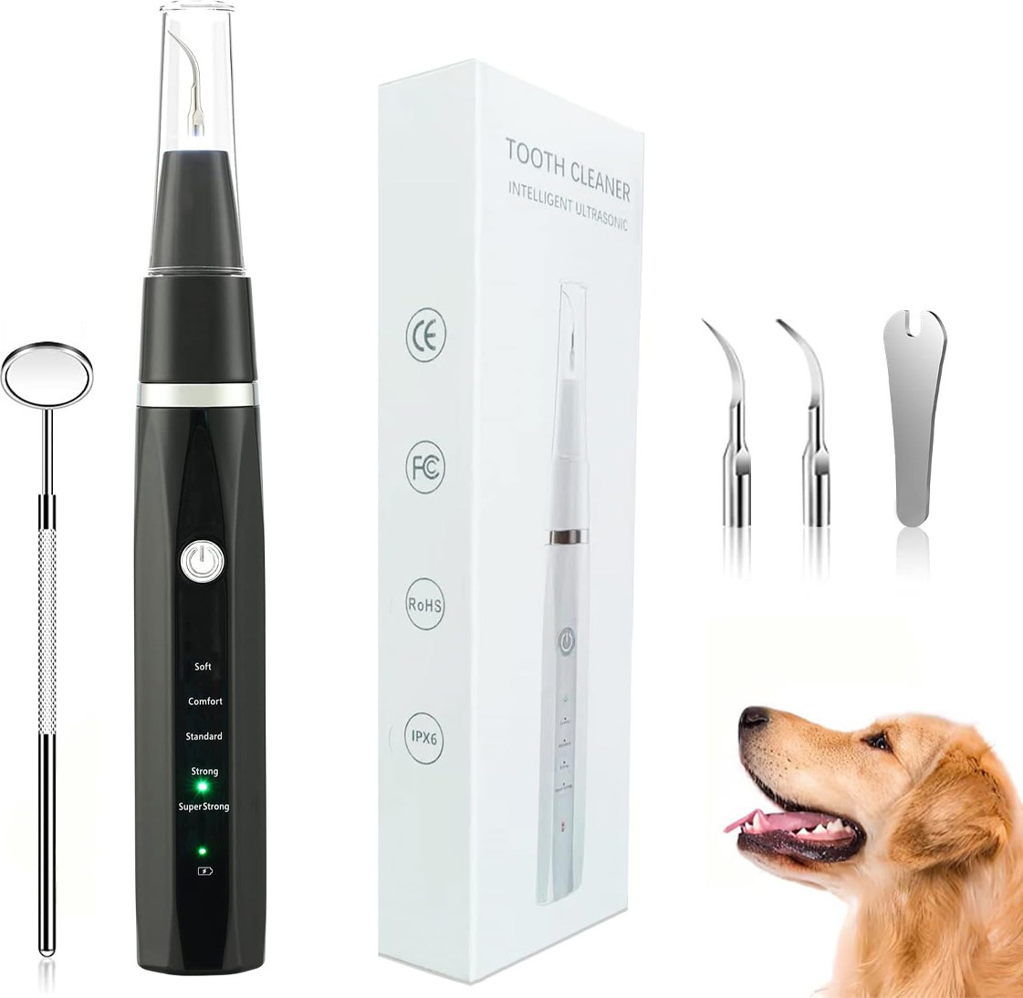 Dopwii Zahnbelag-Entferner-Pet Ultraschallreiniger, Zahnreinigungsset geeignet für Zahnstein und Flecken, Geeignet für Hunde und Katzen KAUF-Wohn-PE110-17