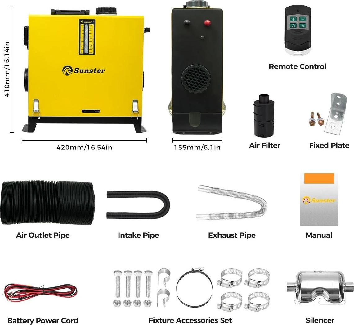 Dieselový ohrievač vzduchu, diaľkové ovládanie, účinné vykurovanie, 12V 24V, 12V 24V