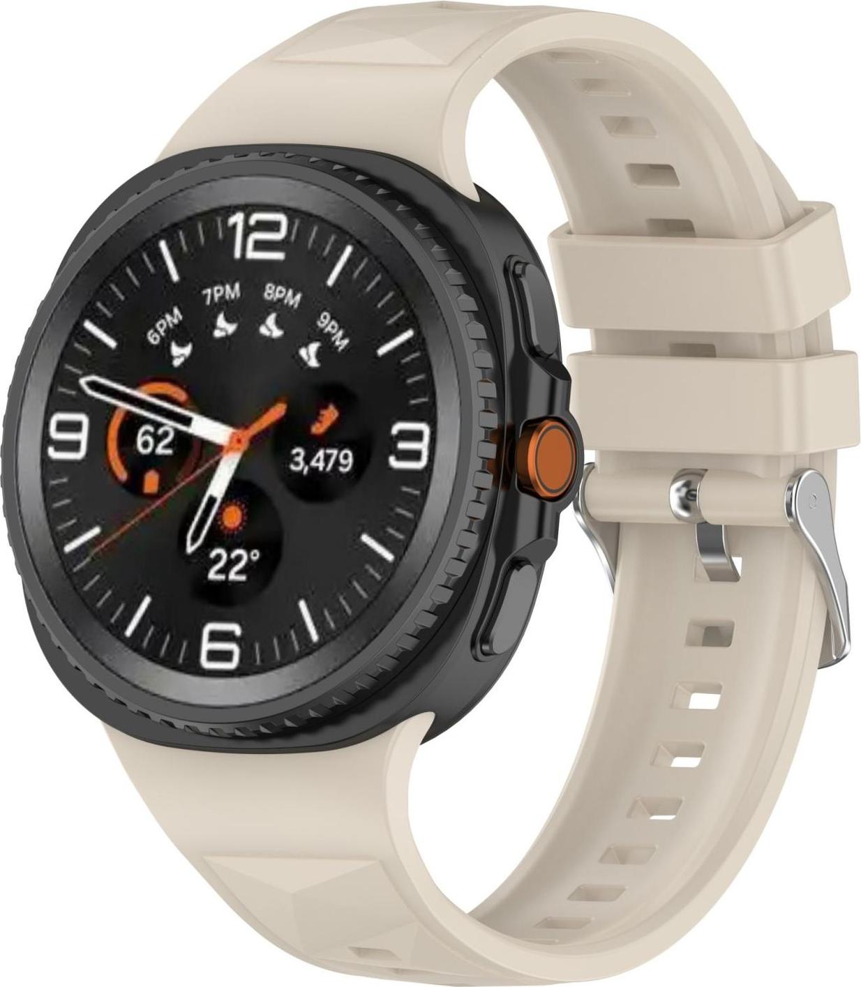 Pre Samsung Galaxy Watch 8 / 8 Classic / Ultra 2 Ice Crystal Design Silikon Armband Beige