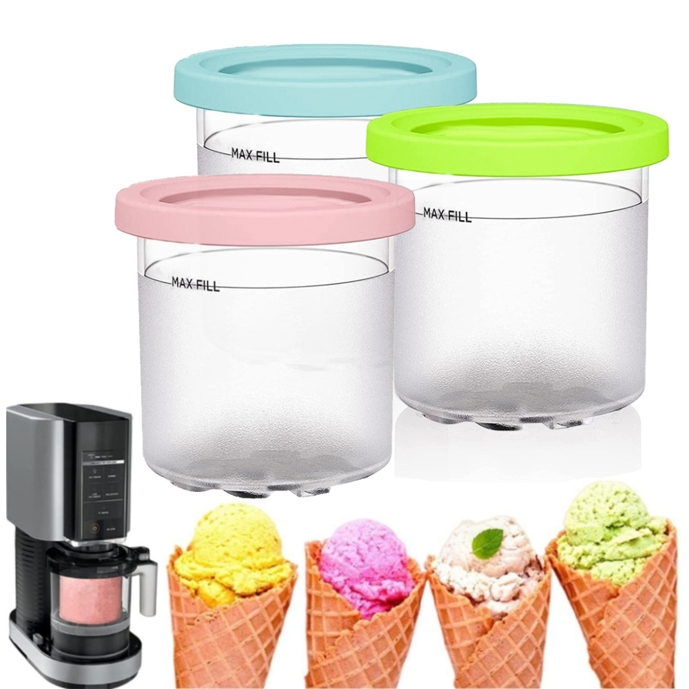 Jesdavan Eisbehälter 4er Set - Für Ninja Creami Eismaschine 16 Oz