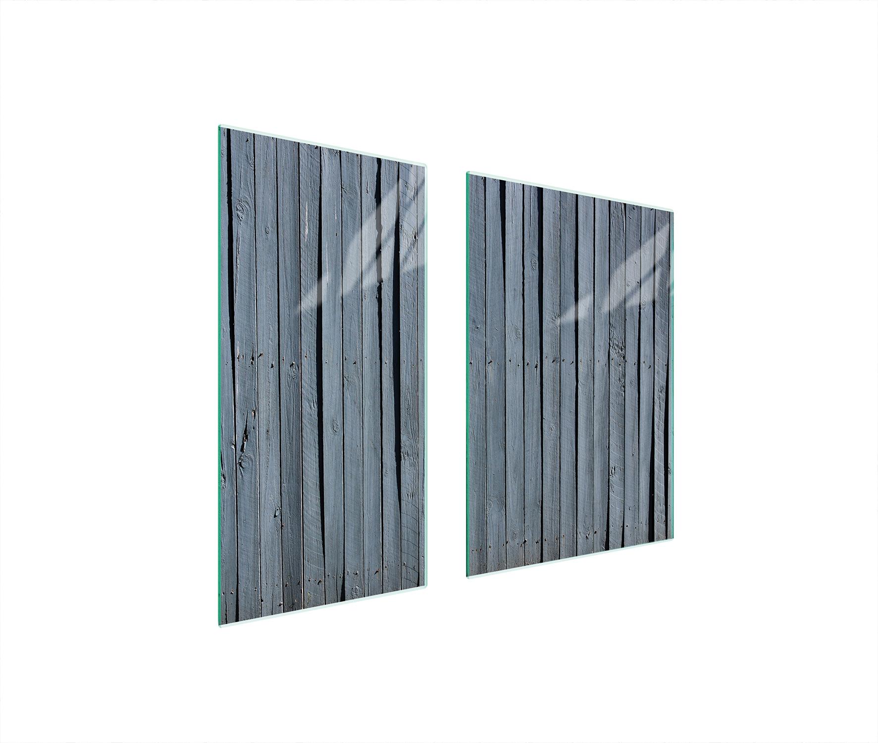 TMK ArtDeko Herdabdeckplatten 2 teilig 75x52 Glaskeramikfeld Abdeckung Glas Schneidebrett Holz Grau