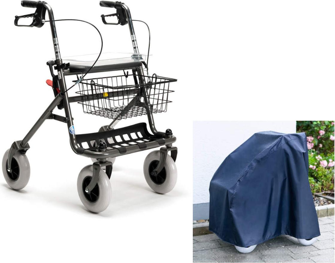 Standard Rollator Vermeiren 286i mit Schutzhaube für Rollatoren Carbon