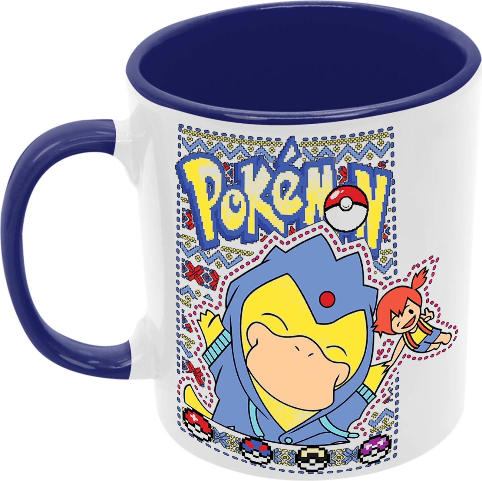 Psyduck Hrnček Dar Tasse Mug Anime Manga Japan Animation Pokemon Pikachu Ash Charizard Arbok Charmander Meowth Squirtle, Tmavomodrá 330 ml