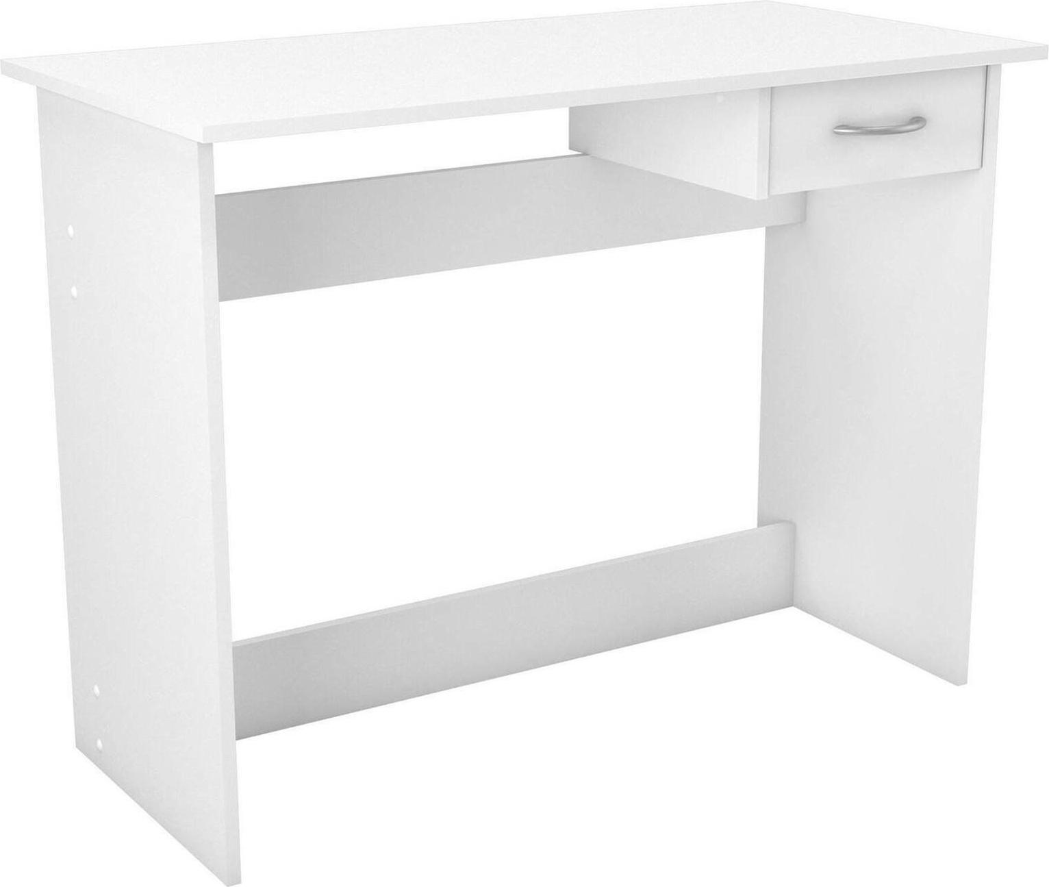 Dmora Schreibtisch Bargagli, Mehrzweckschreibtisch, Bürotisch für PC, Eckschreibtisch, 101x49 h76 cm, Mattweiß