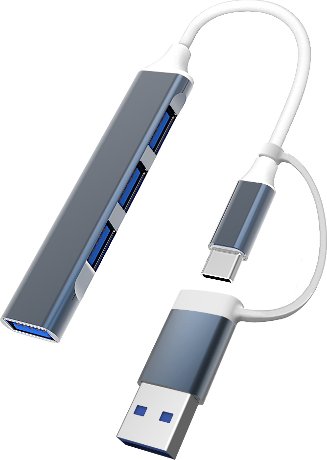 Vislone HUB Hub Multifunktions-Erweiterungsdock 2 in 1 Typ-C auf USB*4 Anschlüsse grau