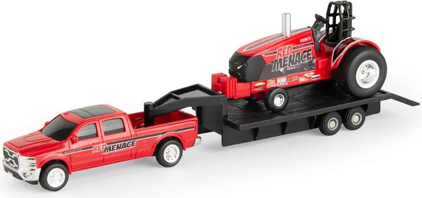 Pick-up mit Anhänger und Pulling-Traktor CASE IH Red Menace, ERT47569, Maßstab1/64, ERTL