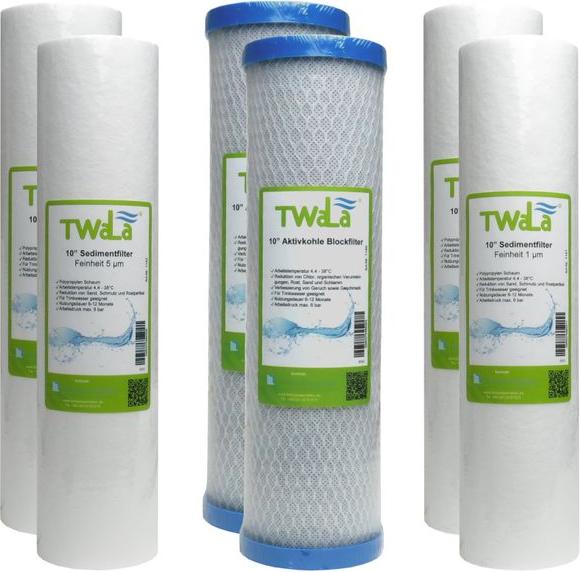 TWaLa 10' Filter Set 6-teilig für 1 Jahr Trinkwasser Filter für RO Umkehrosmose, Brunnenwasser, Wasserfilter 1151