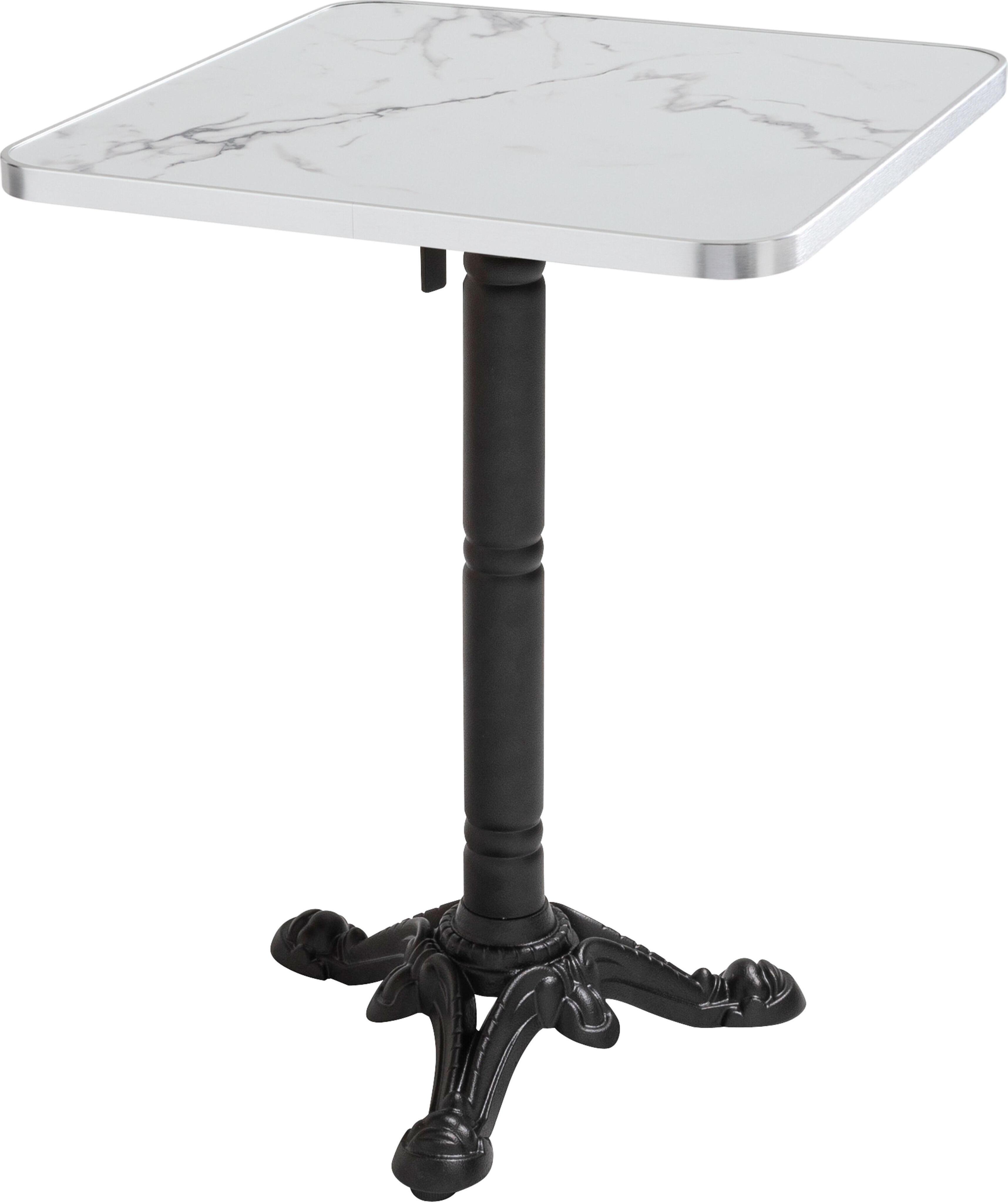 Tisch 60 cm neigbar Marmorplatte weiß/silber und schwarzer Fuß - Oviala Montmartre 112714