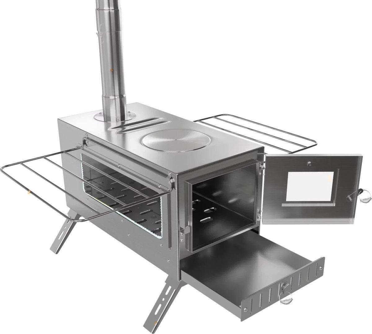 Kempinkové kachle Fioren - Prenosný varič na drevo - vonkajší krb a gril - na kempovanie, cestovanie s batohom a turistiku - strieborný