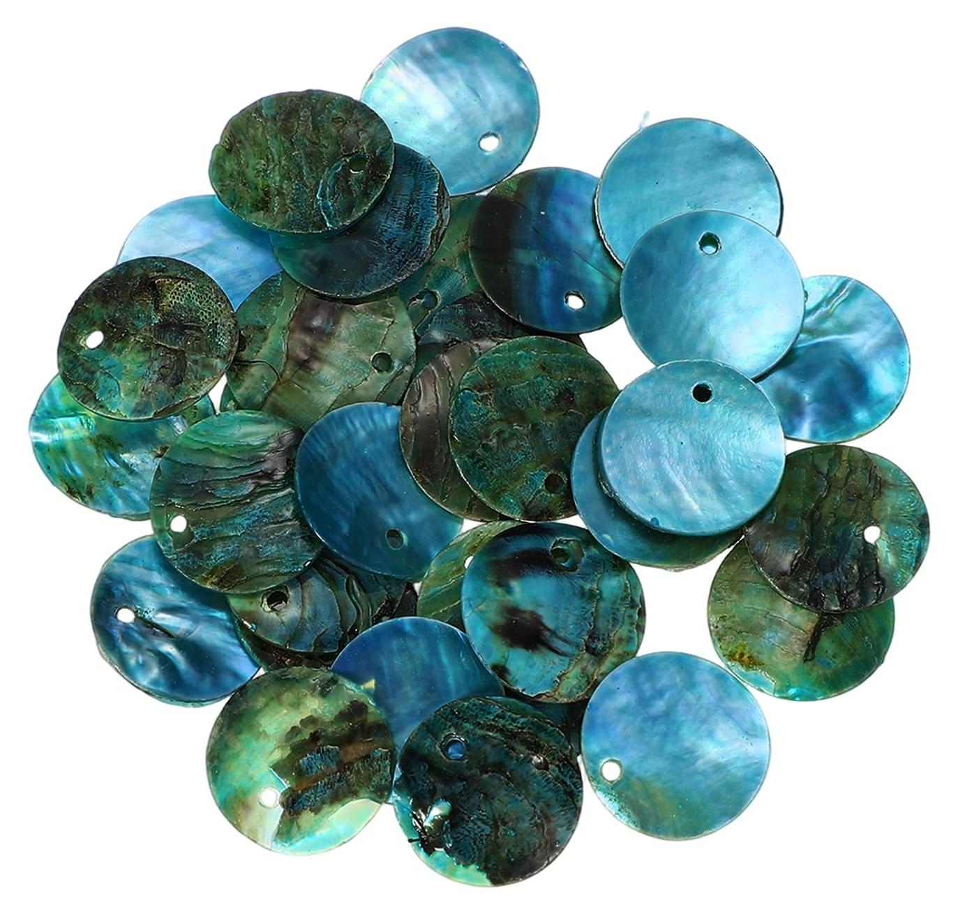 Markenlos Capiz Muscheln - Runde Dekomuscheln - Bastelbedarf und Dekoration - Seeblau 15 cm 30 Stück