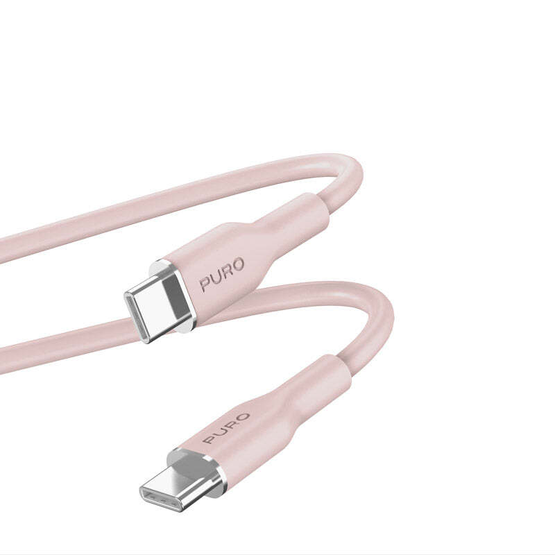 PURO ICON Soft Cable - Kábel USB-C na USB-C 1,5 m (Dusty Pink)