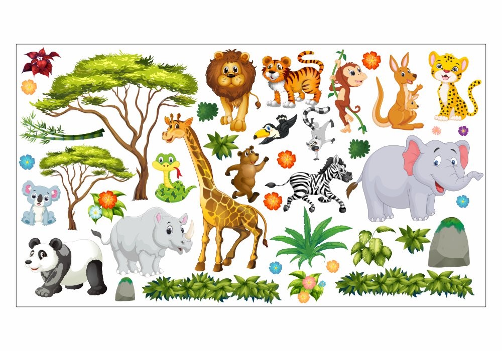 Wandtattoo Zoologo Zoo Tiere Elefant Giraffe Löwe 520