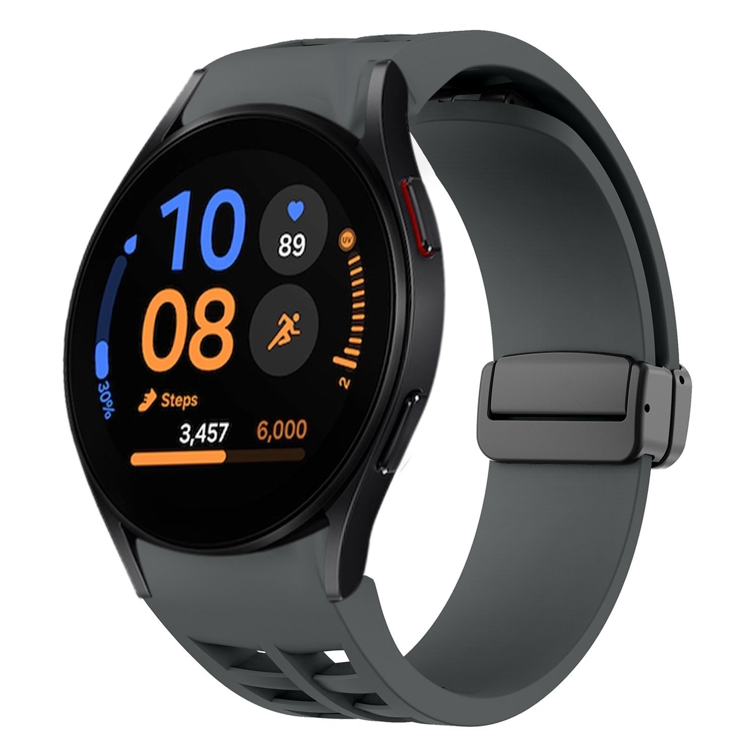 Pre Samsung Galaxy Watch FE / 6 / 5 / 4 40 mm Silikónový dizajn Magnetická pracka Náhradný pás na ruku sivá