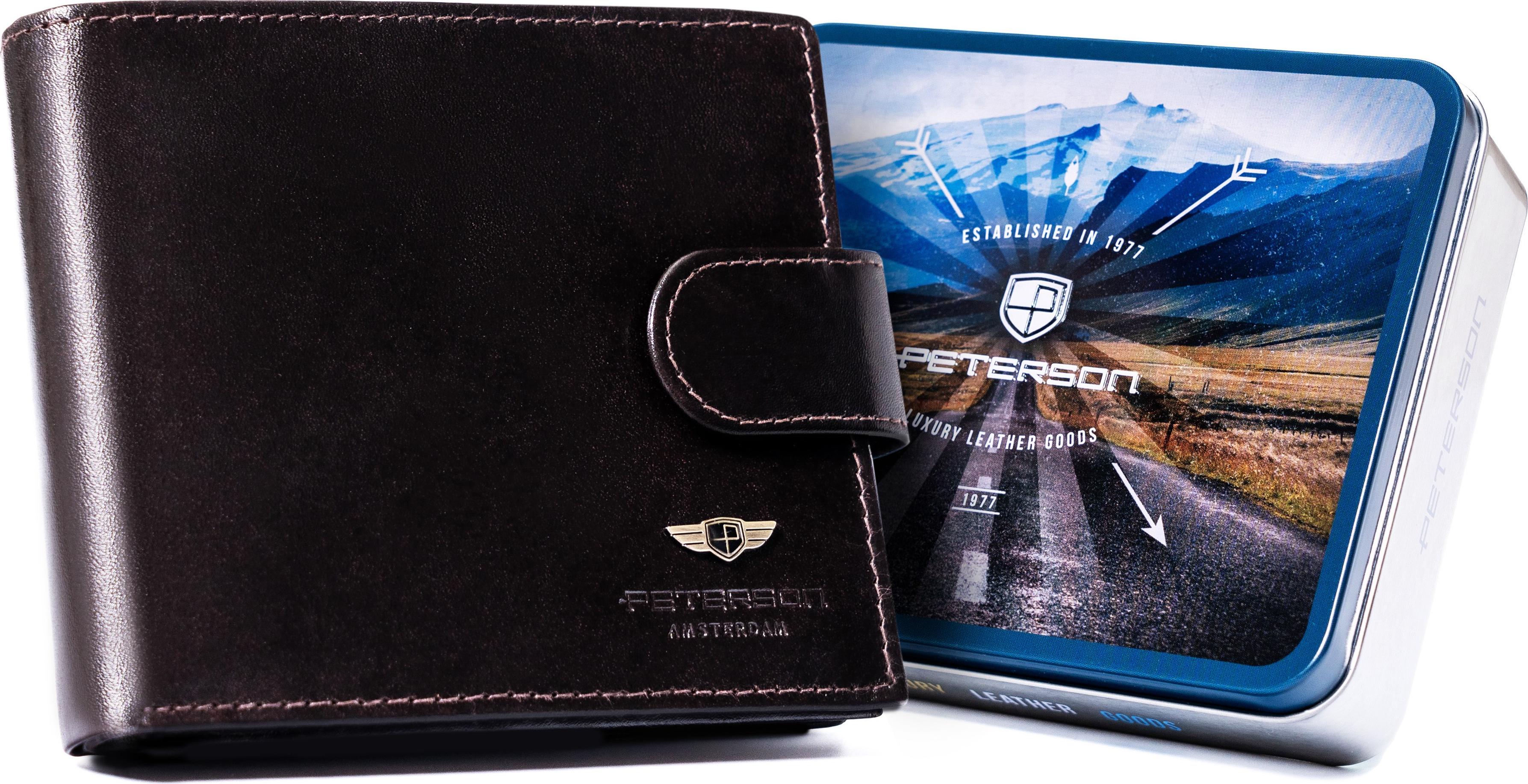 Große Herren-Geldbörse aus Leder mit Druckknopfverschluss - Peterson