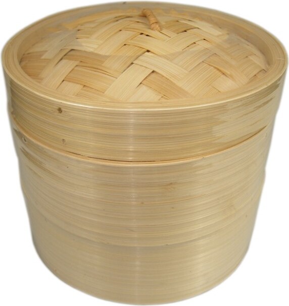 yoaxia® Bamboo Steamer Ø 15cm | Bambusdämpfer | 3-teiliges Set | Dämpfer | Bambus Steamer | Dämpfaufsatz 9060-UA