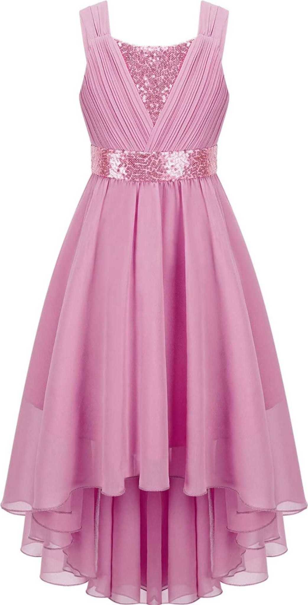 Abito Poncho Da Bambina In Tulle Glitterato, Stile Principessa Per Feste. Manica Svolazzante, Orlo Irregolare E Cerniera Posteriore. Per Compleanni E Cerimonie. - 4
