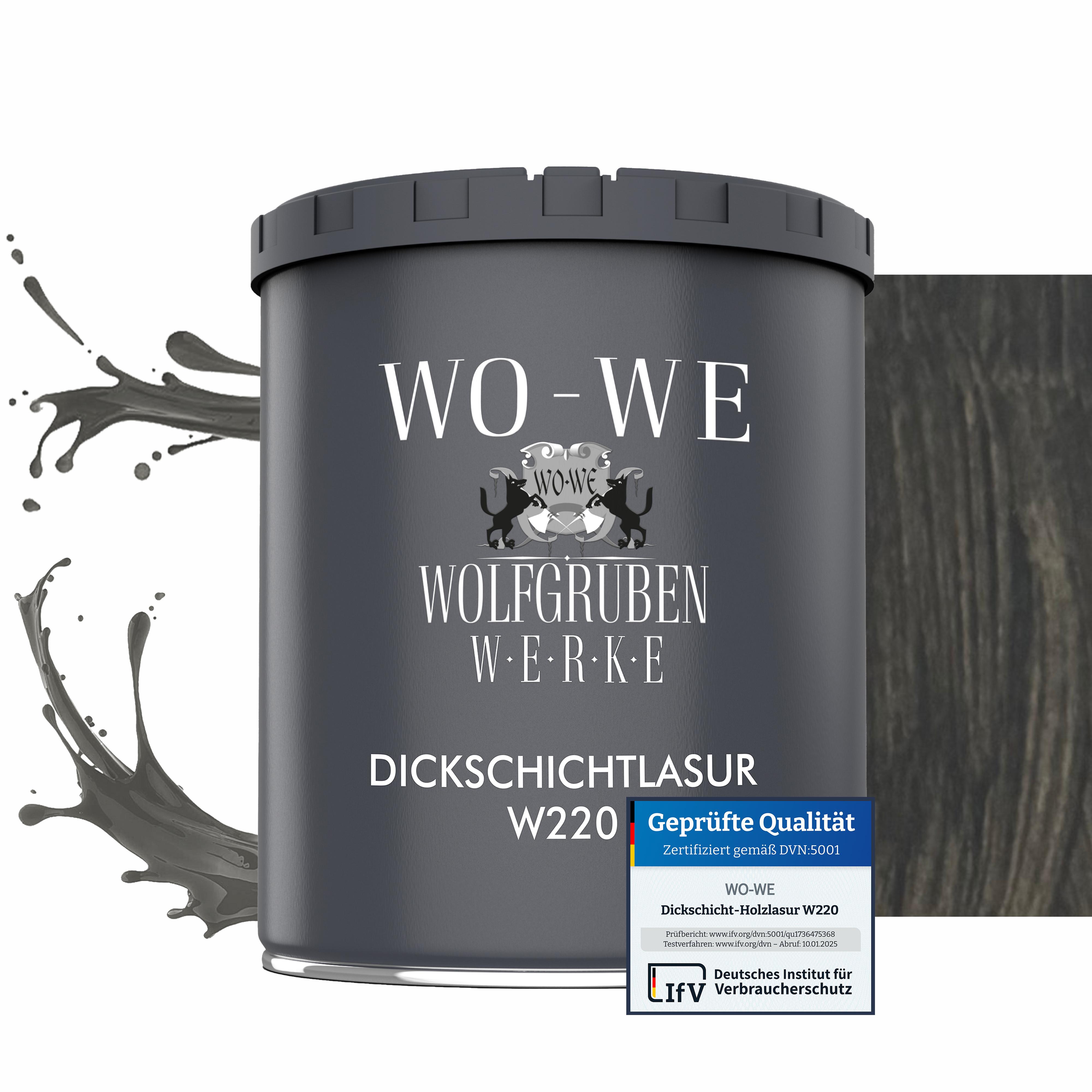 WO-WE Dickschichtlasur 2in1 Holzlasur Holzschutzlasur außen und innen W220 Fluss Eiche - 750ml