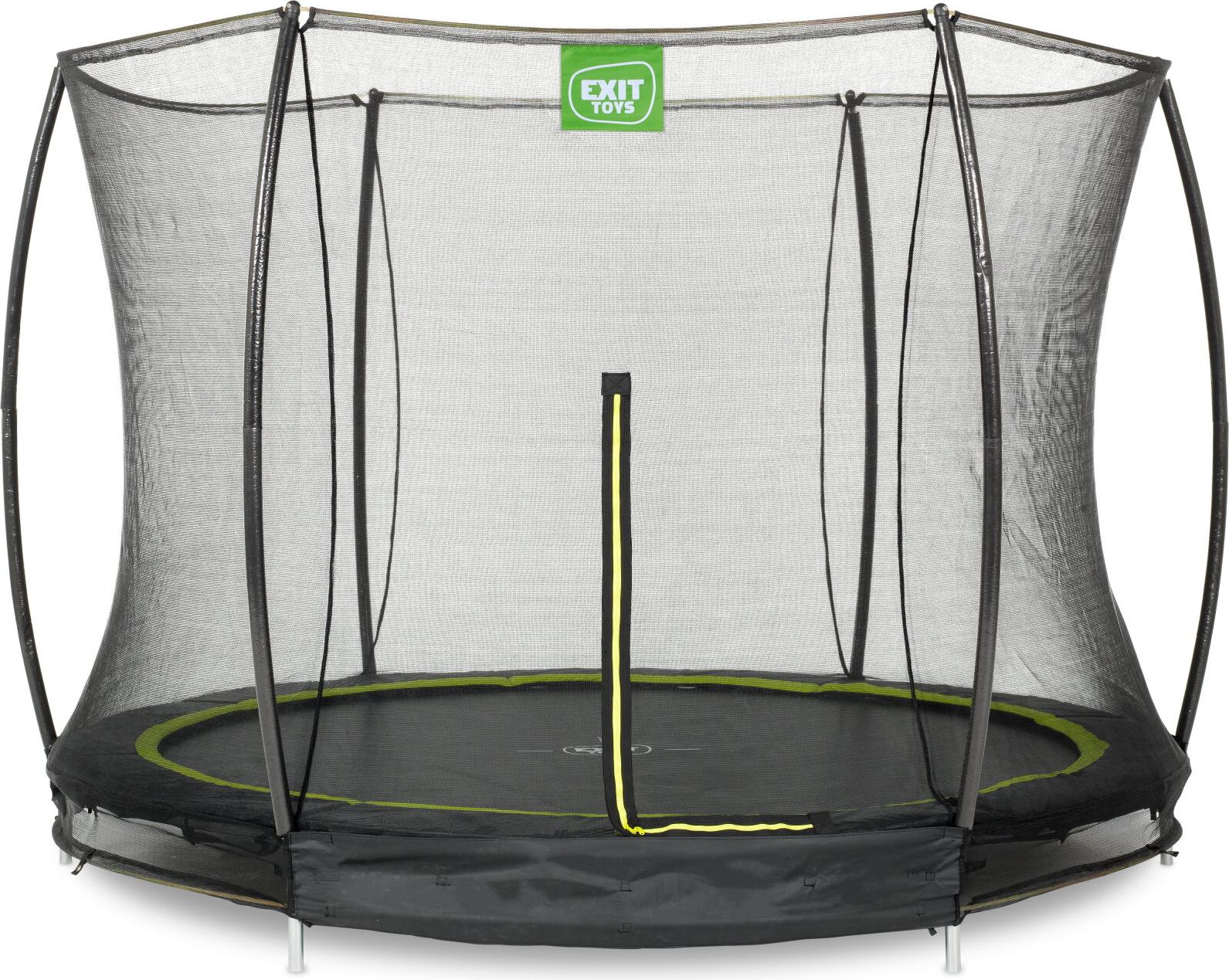 EXIT Silhouette Trampolína ø305 cm, s bezpečnostnou sieťou, podlahová trampolína, okrúhla, pre deti, čierna