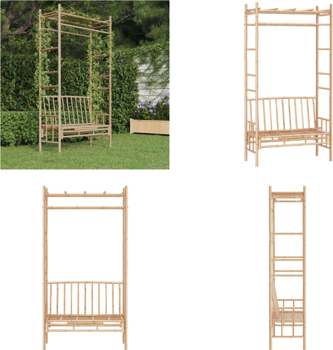 vidaXL Gartenbank mit Pergola 116 cm Bambus - Gartenbank Mit Pergola - Gartenbänke Mit Pergola - Sitzbank - Außenbank HL341742