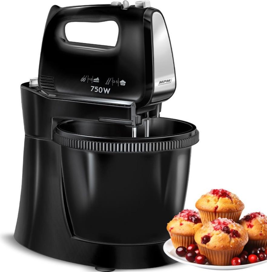 Handmixer mit rotierendem Schüsselset schwarz MPM MMR-20Z/C 750W