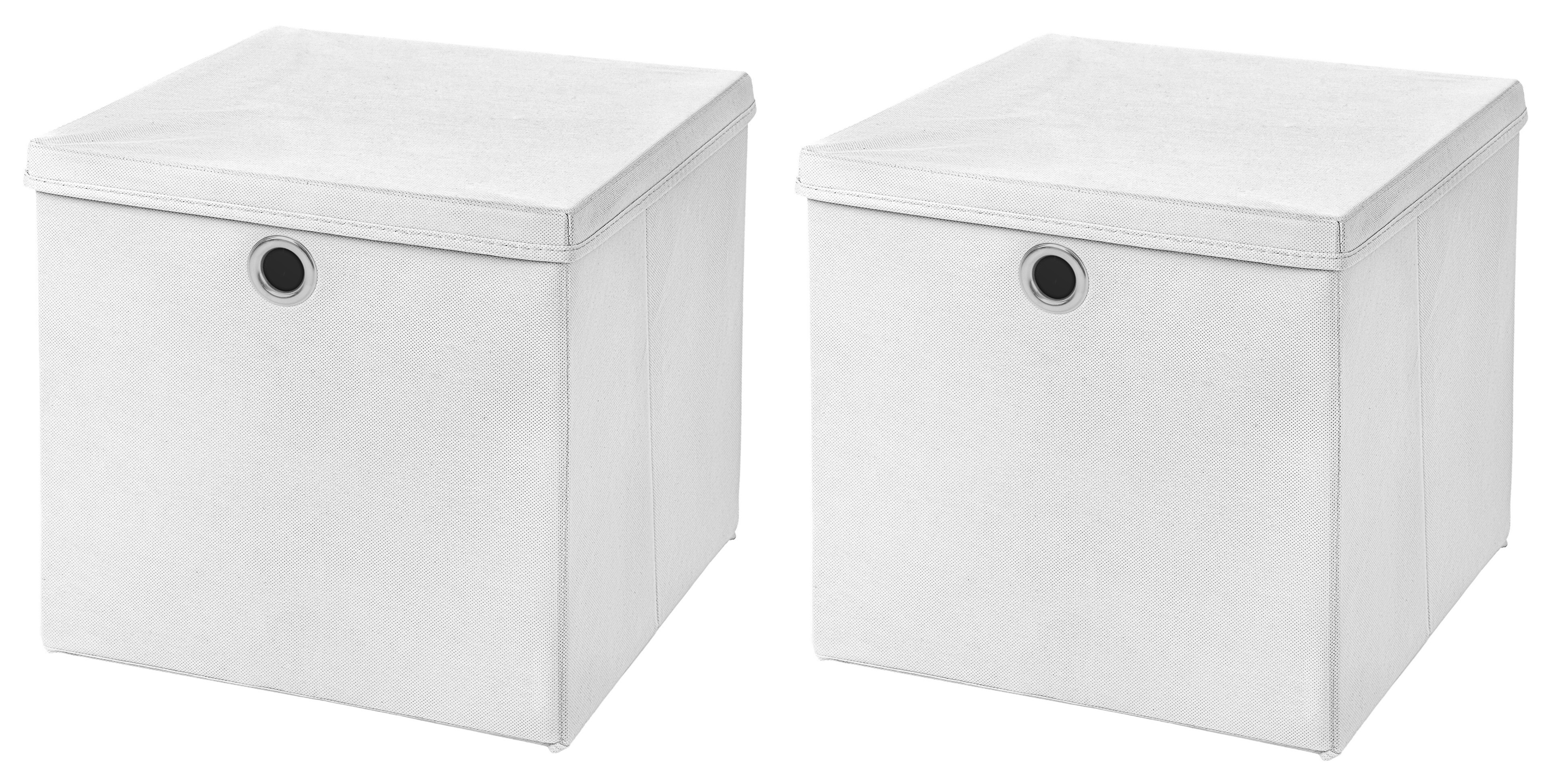 2 Stück Weiß Faltbox 28 x 28 x 28 cm Aufbewahrungsbox faltbar mit Deckel