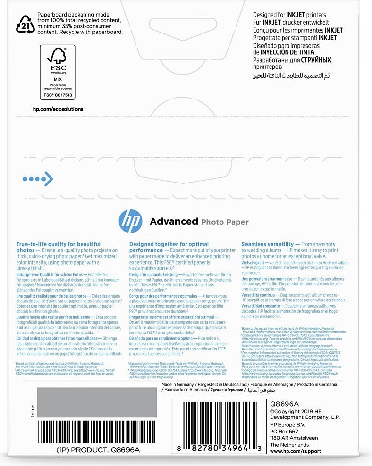 HP Q8696A13x18 (13x18cm, 25 listů, 250 Kaufland.sk