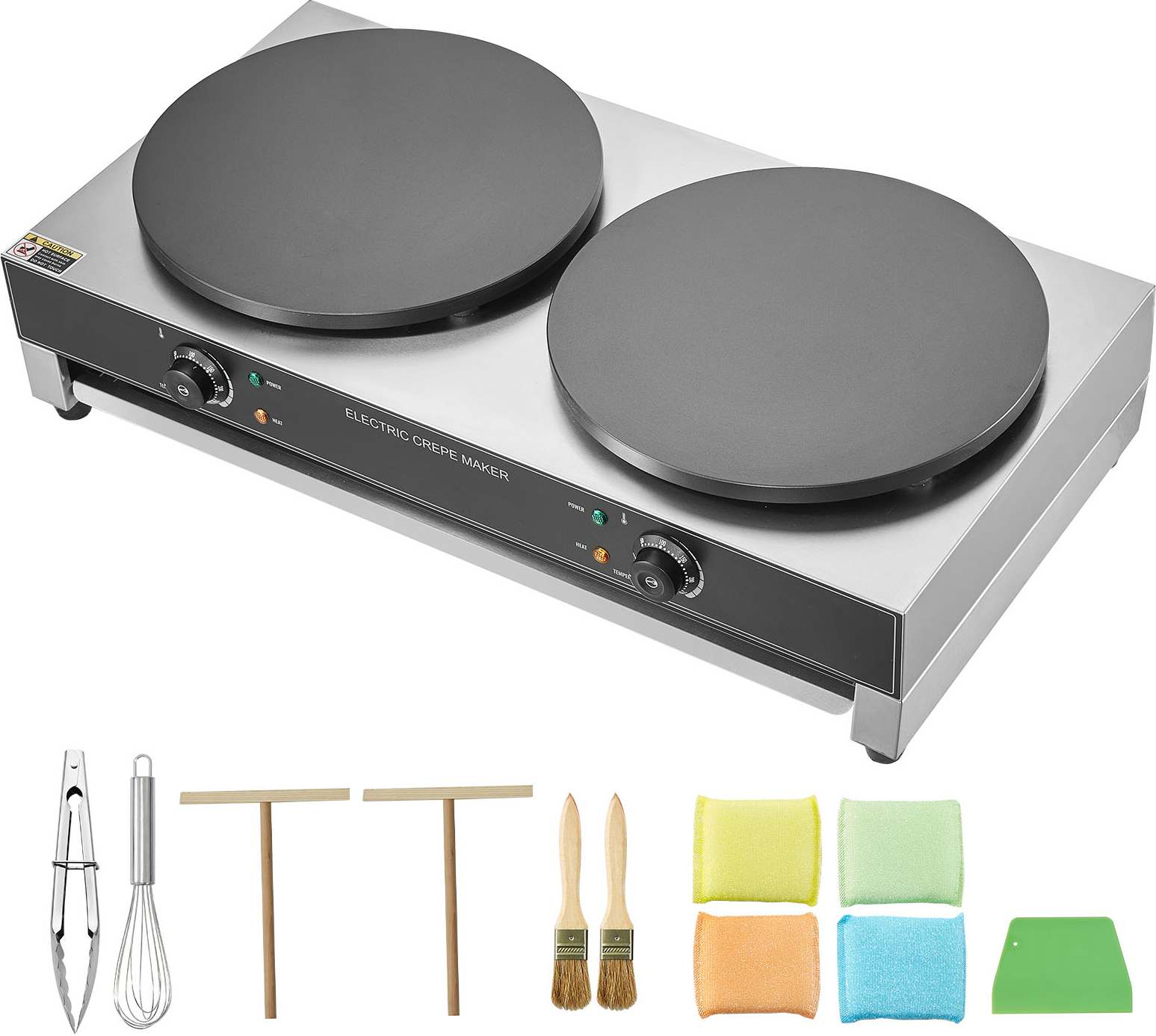 SucceBuy Elektrický výrobník palaciniek od , 16 palcov, dvojitá hlava, 3400 W, nepriľnavá nehrdzavejúca oceľ, okrúhly stolový výrobník na obilniny a palacinky s reguláciou teploty