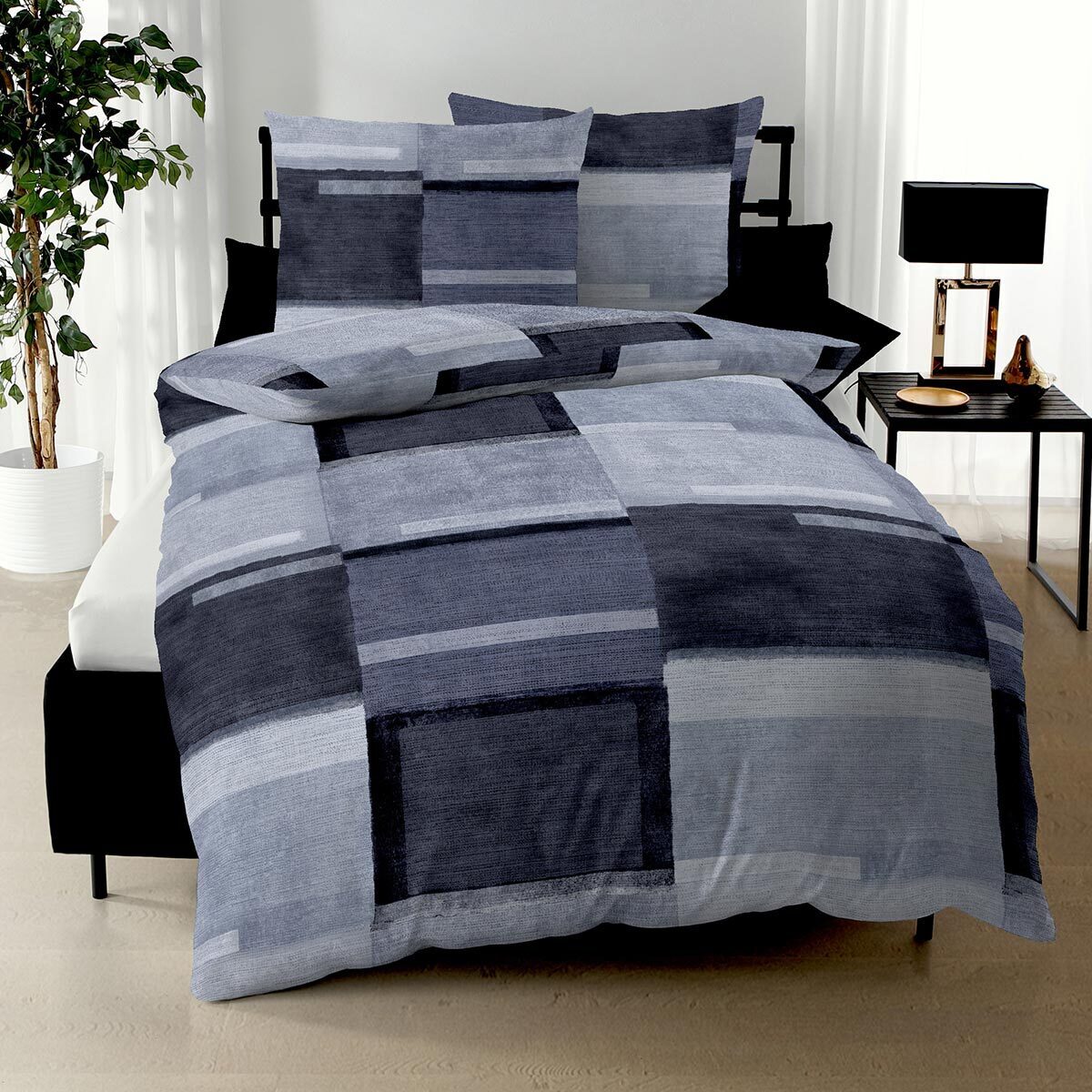 Kaeppel Biber Bettwäsche Status indigo 155x220 cm + 80x80 cm