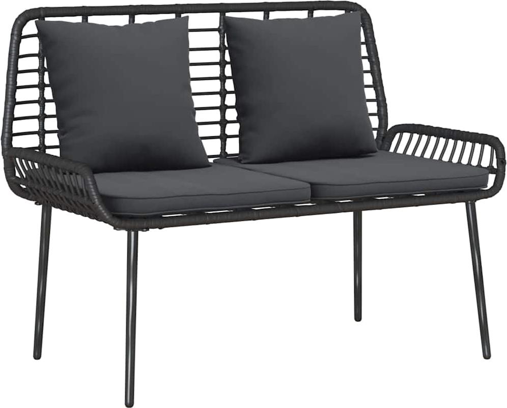 vidaXL Záhradná lavička čierna a antracitová z polyratanu a ocele